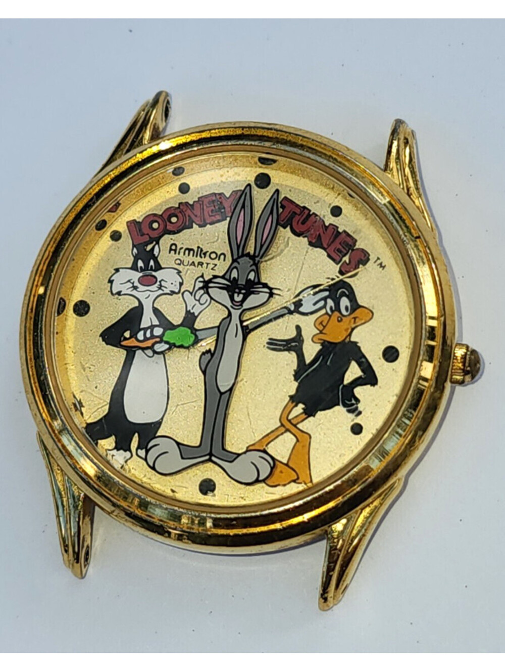 Vintage Armitron Looney Tunes Watch Men 37mm Gold Tone Works Perfectly